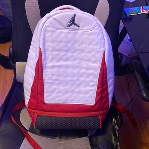 JORDAN BULLS RETRO 13 BACKPACK BOOK BAG AUTHENTIC CHICAGO RED WHITE.